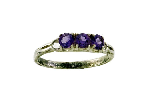 RA538L   Ring Amethyst 3x Faceted stones