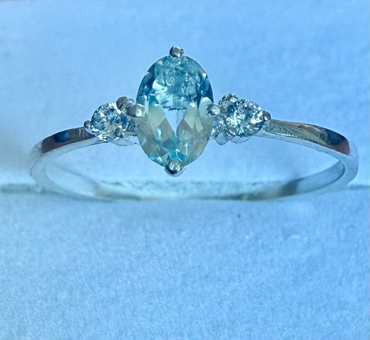RBT100M    Blue Topaz Facet 6x4mm & CZ