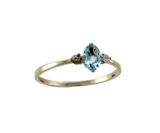 RBT100S      Blue Topaz Facet 6x4mm & CZ Ring