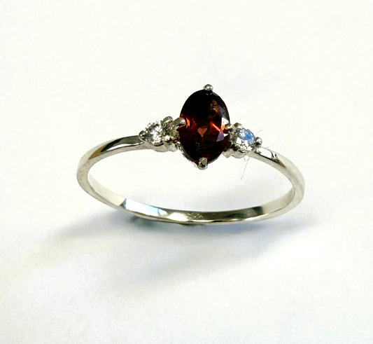 RG100M  Garnet Facet 6x4mm & CZ