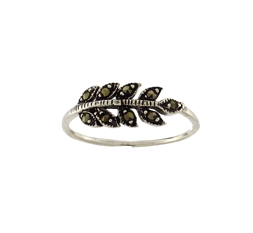 Marcasite ring leaf