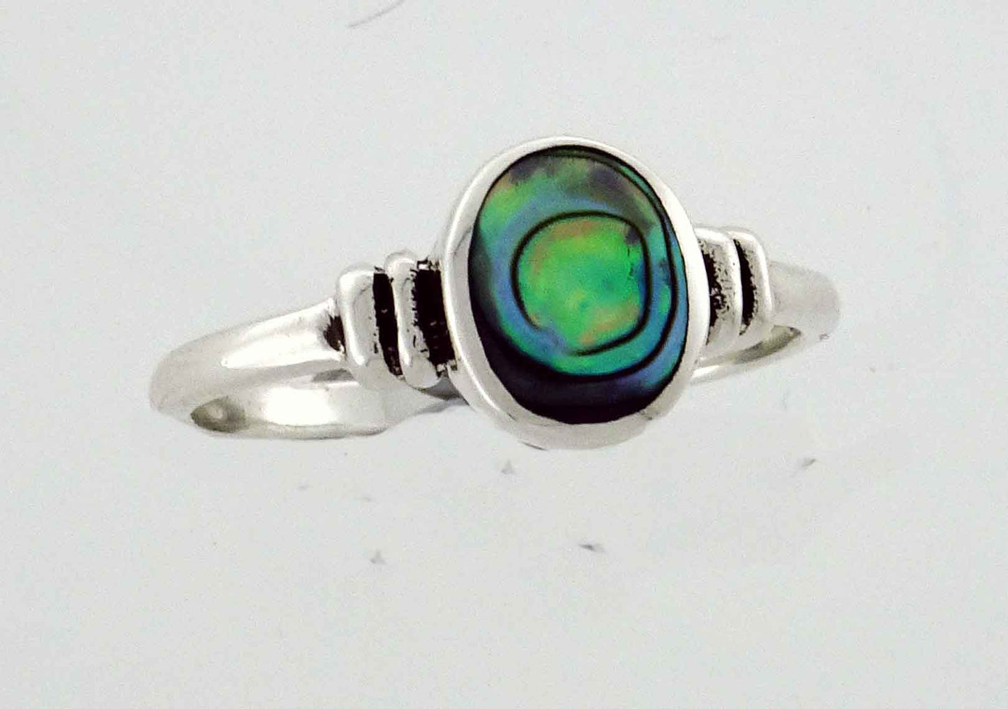 N Z Paua 8x6mm stg silver