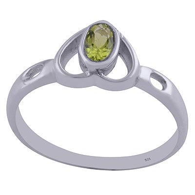 RPE506S   Peridot 7x8 oval Faceted Heart Shape Ring