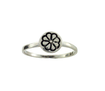 Ring stg silver flower