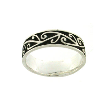 Ring stg silver kowhaiwhai