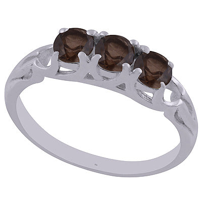 RST509M  Ring Smokey Topaz 3x Faceted stones