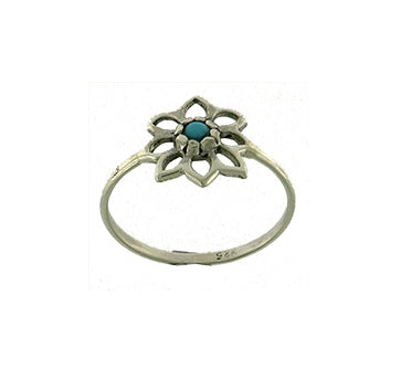 Ring Flower w Turq stg sil