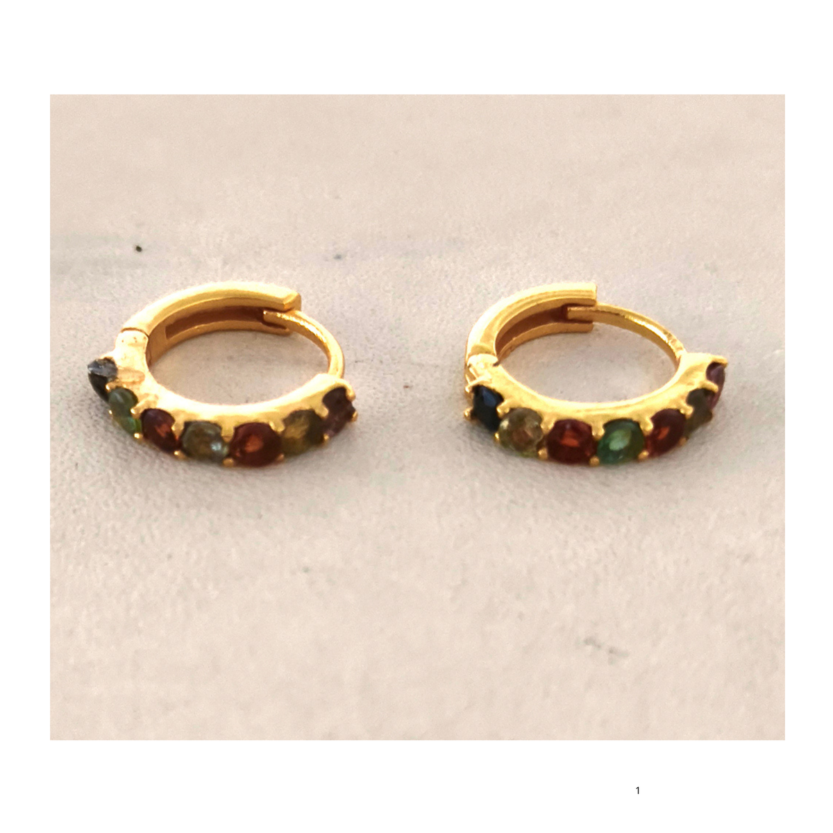 Multi Tourmaline Facet Huggie Gold Plated on Brass