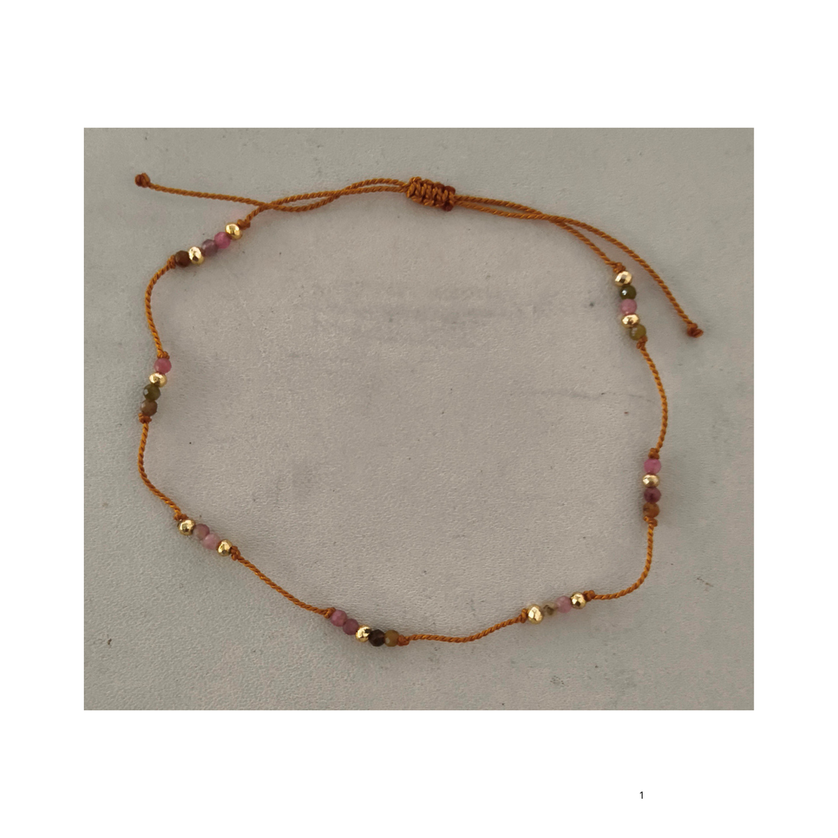 Tourmaline on Thread  with Gold Plated Beads Bracelet