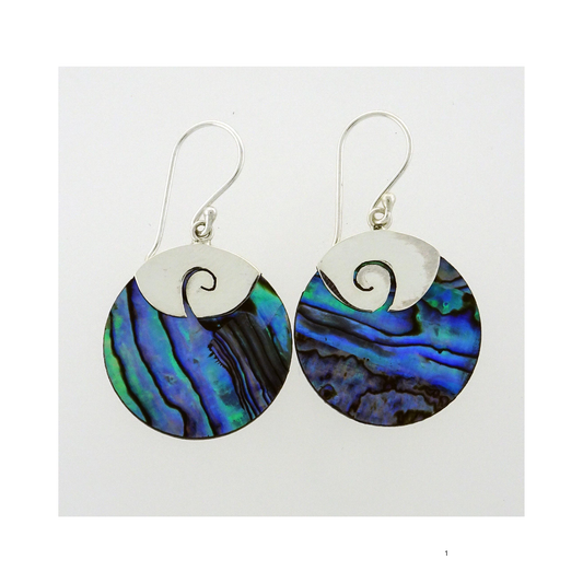 NZ Paua 22mm Round with Koru/spiral cap sterling  silver