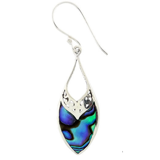 E/R NZ Paua & stg silver drop spiral pattern