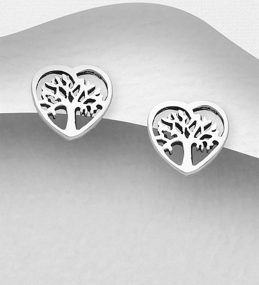 Heart tree of life stud