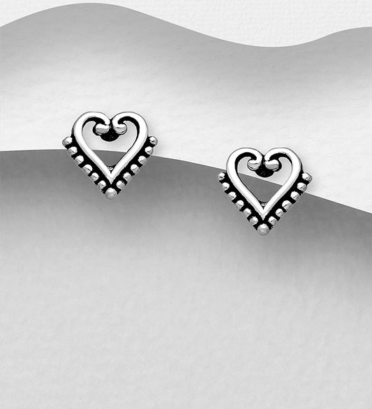 Heart oxidised stud earrings